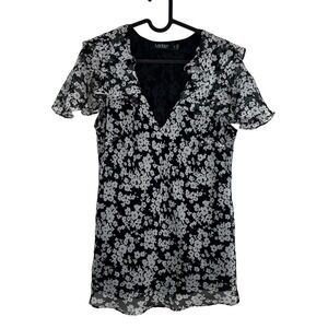 Ralph Lauren Floral Sheer Chiffon Blouse LRL Large Y2K Fairy Whimsigoth Western